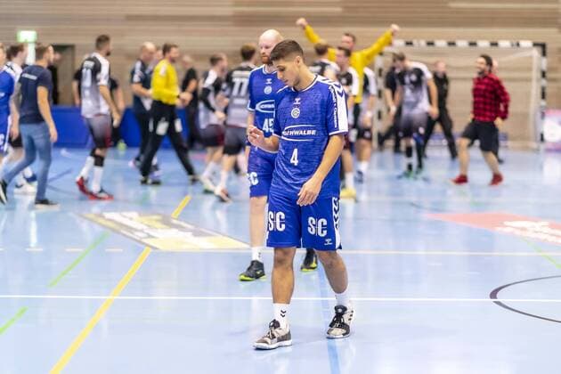 Yonatan Dayan No 4, VfL Gummersbach is depressed depressed disappointed VfL Gummersbach vs. VfL Luebeck Schwartau, Handball, DHB Cup, 17 08 19 Luebeck Schleswig Holstein Germany Copyright: xAgentur54Gradx xFelixxKoenigx