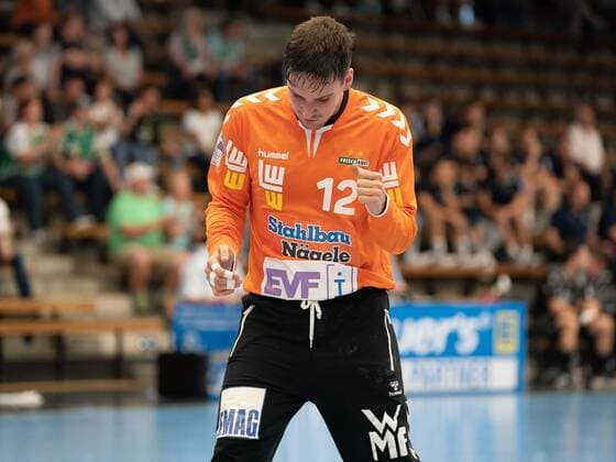 12 Daniel Rebmann Frisch Auf Goeppingen , Frisch Auf Goeppingen vs. TuS 04 Dansenberg, DHB Cup, Handball, Men, 17 08 2019 Frisch Auf Goeppingen vs. TuS 04 Dansenberg, DHB Cup, Handball, Men, 17 08 2019 Goeppingen Copyright: xEIBNER Michael_Schmidtx EP_MST