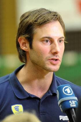 Uwe Gensheimer, Rhein Neckar Loewen 3, interview after match with Saarlaendischer Rundfunk at match Rhein Neckar Loewen vs HG Saarlouis, DHB Cup, 1 round, first semi-final in Final Four tournament at Stadtgartenhalle Saarlouis, 17 08 19 Rhein Neckar Loewen vs HG Saarlouis , 17 08 19, DHB Cup, Saarlouis Copyright: xEIBNER PeterxFranzx EP_PFZ