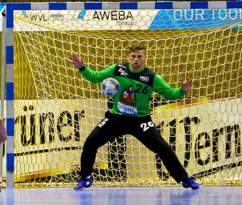 Goalkeeper Michael Haßferter Konstanz Handball DHB Cup 2019 20 EHV Aue HSG Konstanz 27 25 am 17 8 2019 EHV Aue HSG Konstanz
