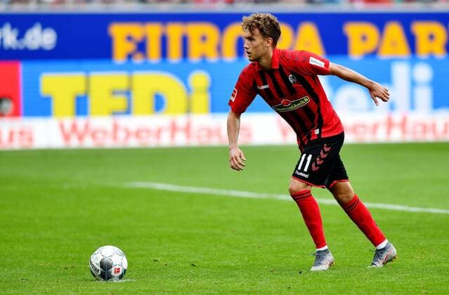 17 08 2019, xfux, Football 1 Bundesliga, SC Freiburg 1 FSV Mainz 05, azspor, emspor, v l Luca Waldschmidt SC Freiburg Goal scored, Goal to 3 0 DFL DFB REGULATIONS PROHIBIT ANY USE OF PHOTOGRAPHS as IMAGE SEQUENCES and or QUASI VIDEO Freiburg