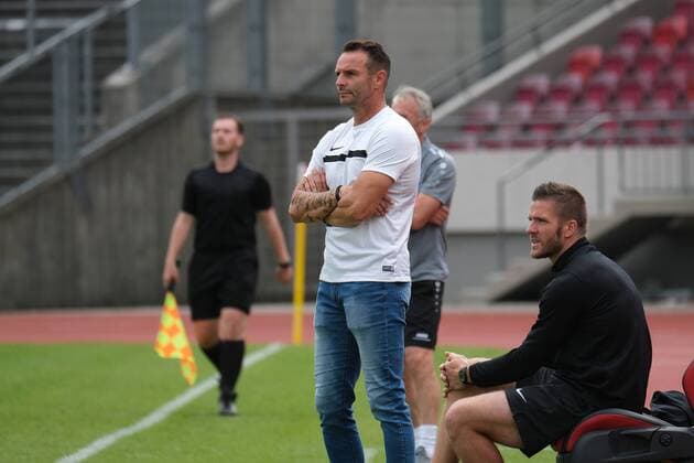 17 08 2019 xkhx Kassel, Auestadion Hessenliga Season 2019 2020 KSV Hessen Kassel against Eintracht Stadtallendorf Dietmar Hirsch Trainer KSV Hessen Kassel , Co Trainer Tobias Damm