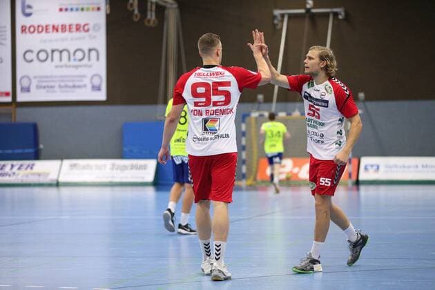 v l Jan von Boenigk ASV Hamm Westfalen 95 , Marten Franke ASV Hamm Westfalen 55 GER, Handball, DHB Cup, 1 Round, Group North, Tournament 4, Final, HC Empor Rostock vs. ASV Hamm Westfalen, 18 08 2019 Minden Copyright: xEIBNER JanxStrohdiekx EP_JSK