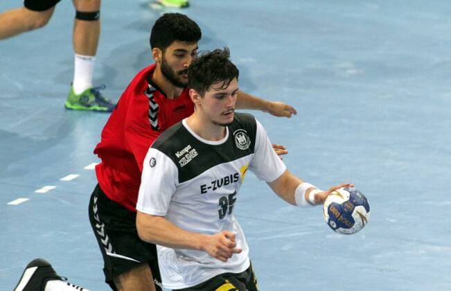18.08.2019 Skopje(North Macedonia) Egypt-Germany Vlll IHF men s handball Youth U19 Under19 World Championship, WM, Weltmeisterschaft final Yassine Meddeb(R) Germany, Omar Sacek(L) Egypt : 