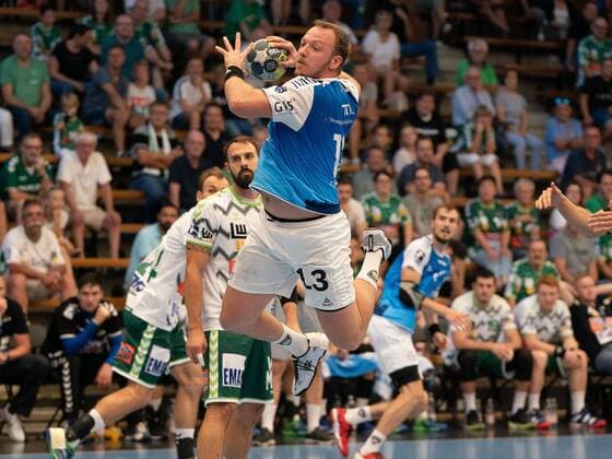 13 Carl Loefstroem TSV Bayer Dormagen , Frisch Auf Goeppingen vs. TSV Bayer Dormagen, DHB Cup, Handball, Men, 18 08 2019 Frisch Auf Goeppingen vs. TSV Bayer Dormagen, DHB Cup, Handball, Men, 18 08 2019 Goeppingen Copyright: xEIBNER Michael_Schmidtx EP_MST