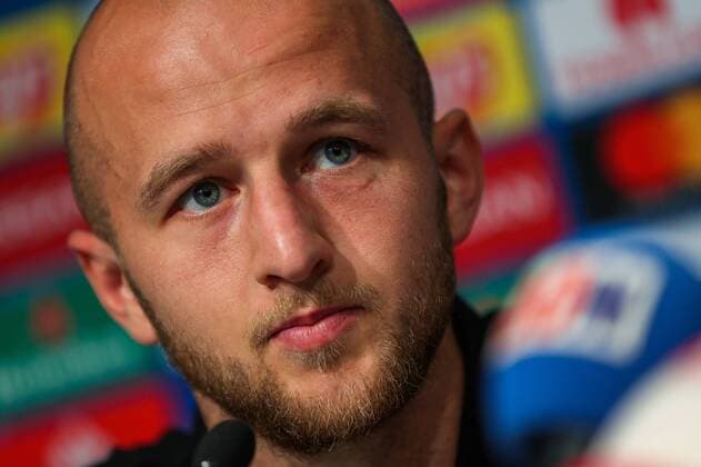 SOCCER - CL, qualification, LASK vs Bruegge LINZ,AUSTRIA,19.AUG.19 - SOCCER - UEFA Champions League, qualification, LASK vs FC Bruegge, preview, press conference, PK, Pressekonferenz LASK. Image shows Gernot Trauner (LASK). GEPAxpictures xPhilippxBrem