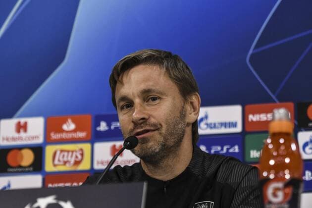 August 20, 2019, Athens, Greece: Krasnodar s head coach Sergey Matveyev speaks during a press conference, PK, Pressekonferenz at Karaiskaki stadium in Piraeus. .Krasnodar will face Olympiakos in their UEFA Champions League Play-offs first leg match on 21 August 2019. Krasnodar press conference in Athens, Greece - 20 Aug 2019 - ZUMAs197 20190820_zaa_s197_025 Copyright: xDimitrisxLamppropoulosx