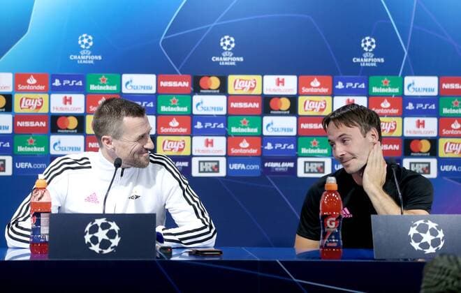 190820_PXL_Rosenborg BK press conference, PK, Pressekonferenz 20.08.2019., Zagreb, Croatia - Mike Lindemann Jensen of Rosenborg BK and Rosenborg s coach Eirik Horneland held a press conference ahead of UEFA Champions League play off, 1st leg against GNK Dinamo.  SanjinxStrukic PIXSELL