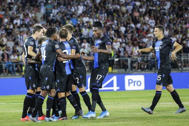 SOCCER - CL, play off, LASK vs Bruegge LINZ,AUSTRIA,20.AUG.19 - SOCCER - UEFA Champions League, play off, LASK vs FC Bruegge. Image shows the rejoicing of Bruegge. GEPAxpictures xJasminxWalter
