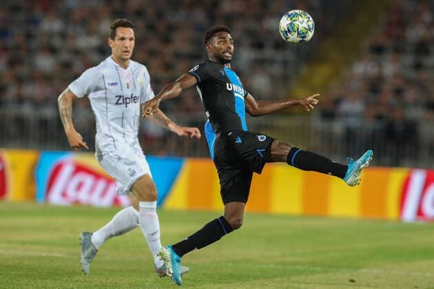 Club s Emmanuel Bonaventure Dennis pictured in action during the match of Belgian soccer team Club Brugge KV against Austrian team LASK Linz in the first leg of the play-offs for the UEFA Champions League, in Linz, Austria, Tuesday 20 August 2019. BRUNOxFAHY  x05646277x