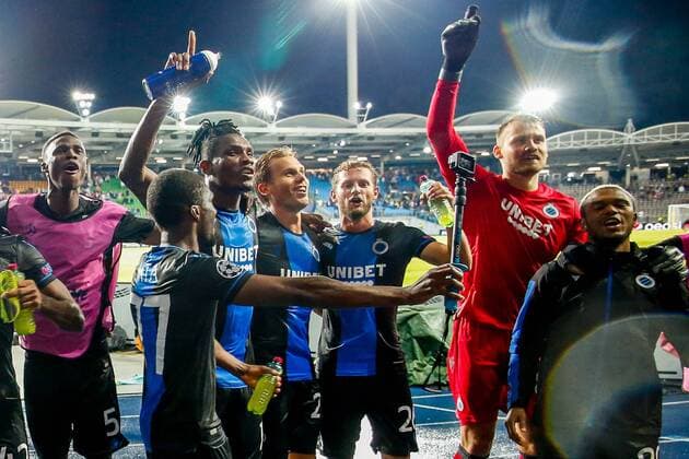 Club s players celebrate after the match of Belgian soccer team Club Brugge KV against Austrian team LASK Linz in the first leg of the play-offs for the UEFA Champions League, in Linz, Austria, Tuesday 20 August 2019. BRUNOxFAHY  x05646322x