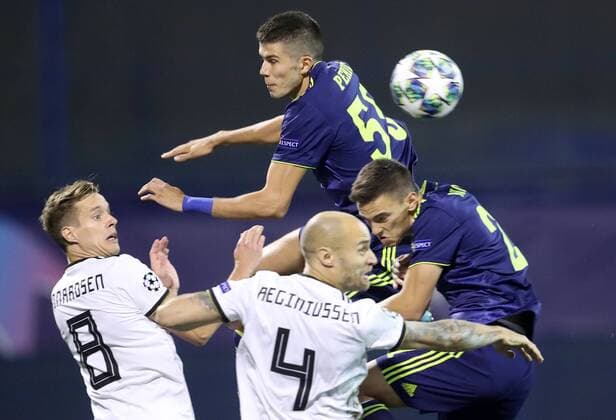 PXL_UEFA Champions League Play-offs, GNK Dinamo vs Rosenborg BK 21.08.2019., Zagreb, Croatia - UEFA Champions League Play-offs, 1st leg between GNK Dinamo and Rosenborg BK at Maksimir Stadium in Zagreb, Croatia. Anders Konradsen, Tore Reginiussen, Dino Peric, Nikola Moro  SanjinxStrukic PIXSELL