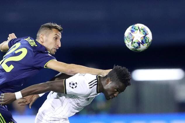 PXL_UEFA Champions League Play-offs, GNK Dinamo vs Rosenborg BK 21.08.2019., Zagreb, Croatia - UEFA Champions League Play-offs, 1st leg between GNK Dinamo and Rosenborg BK at Maksimir Stadium in Zagreb, Croatia. Marin Leovac, David Akintola  SanjinxStrukic PIXSELL