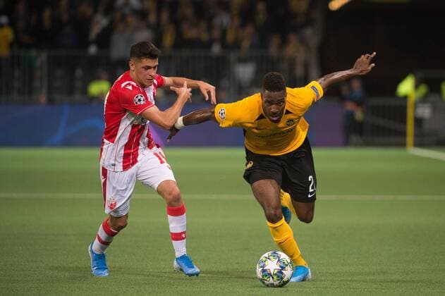 Soccer UCL BSC Young Boys Red Star Belgrade Bern, 21 08 2019, Soccer Uefa Champions League, Play offs first leg, Season 2019 2020, BSC Young Boys Red Star Belgrade, Mateo Garcia Ezequiel Belgrade vs Ulisses Garcia YB