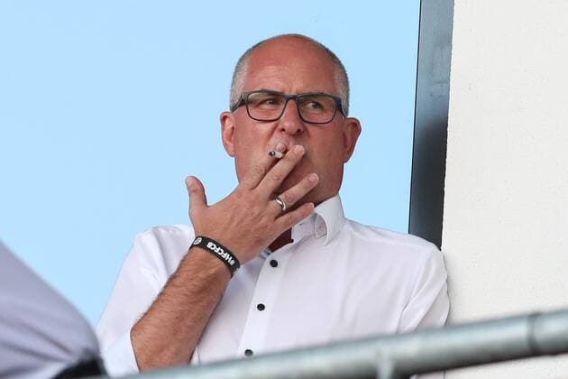 President Jens Rauschenbach Hallescher FC Halle 3 League Football Season 2019 2020 Punktspiel Hallescher FC Halle vs. FC Bayern Munich II in the Erdgas Sportpark in Halle Saale Football,Germany,19 08 2019