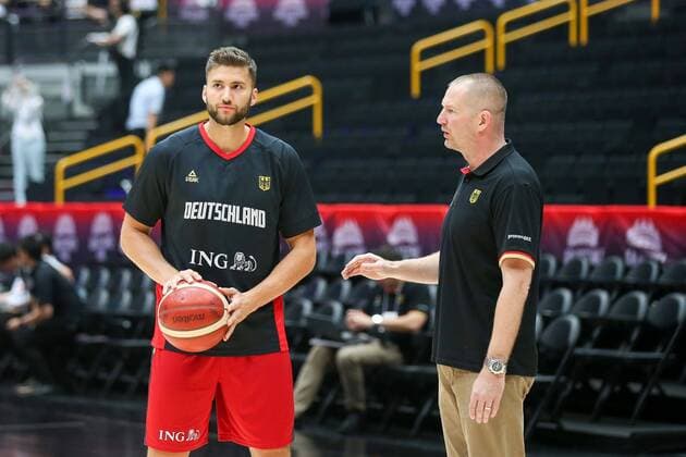 l r Maximilian Kleber 24 Germany, Dallas Mavericks, NBA and National Coach Henrik Roedl Germany , Germany vs Tunisia, Basketball, Test match, FIBA World Cup 2019, 23 08 2019 Saitama Tokyo Japan Copyright: xkolbert-press MatthiasxStickelx