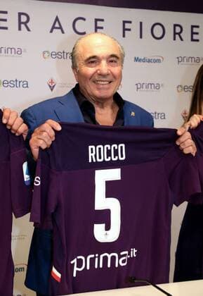 FLORENCE, FIORENTINA, ROCCO COMMISSO PRESENTS THE SHIRT WITH NEW SPONSORS. MEDIACOM, EXTRA AND FIRST. Photo Claudio Fusi (Claudio Fusi Fotogramma, - 2019-08-23) p.s. la foto e utilizzabile nel rispetto del contesto in cui e stata scattata, e senza intento diffamatorio del decoro delle persone rappresentate  Copyright: xClaudioxFusix xFOTOGRAMMAx