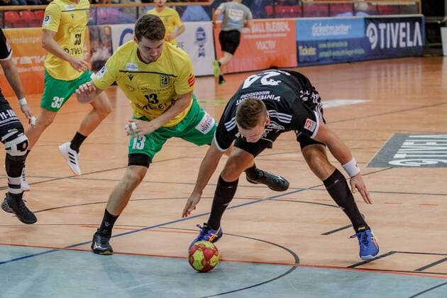 3 HBL North West, VFL Eintracht Hagen HSG Bergische Panther, Hagen, 23 8 2019 Valentin Schmidt Eintracht Hagen Henrik Heider HSG Bergische Panther, VFL Eintracht Hagen HSG Bergische Panther on 23 8 2019 in the Krollmann Arena, Hagen Copyright: xBEAUTIFULxSPORTS MarcxJungex