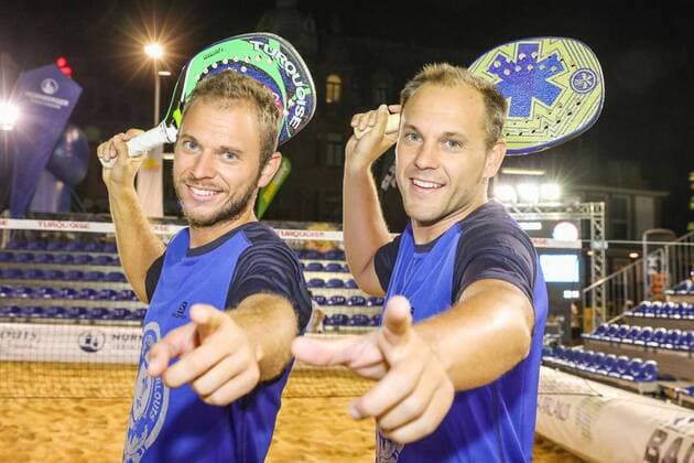 German Champions 2019 Manuel RINGLSTETTER and Benjamin RINGLSTETTER, Beach Tennis, German Championships and ITF Beach Tennis Saarlouis 2019, Kleiner Markt in Saarlouis, 23 08 2019,