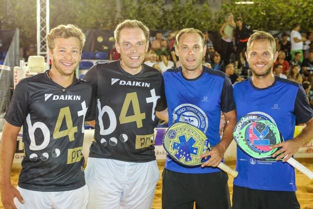Tobias NOTTER and Benjamin BLANK German Vice Champion 2019, Benjamin RINGLSTETTER and Manuel RINGLSTETTER German Champion 2019, Beach Tennis, German Championships and ITF Beach Tennis Saarlouis 2019, Kleiner Markt in Saarlouis, 23 08 2019,