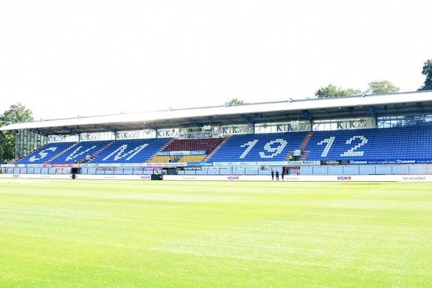 GER, 3 FBL, SV Meppen vs. FC Carl Zeiss Jena 24 08 2019, Hänsch Arena, Meppen, GER, SV Meppen vs. FC Carl Zeiss Jena DFL regulations prohibit any use of photographs as image sequences and or quasi video in the image Tribune of the Hänsch Arena, Meppen Feature Symbol Symbol photo characteristic Detail nordphotox xPaetzel nph00403