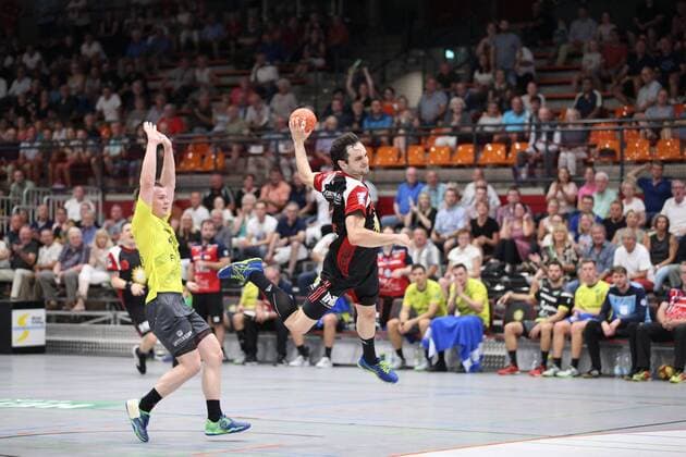 Peter Strosack TuS N Luebbecke 14 GER, Handball, 2 Bundesliga, TuS N Luebbecke against DJK Rimpar Woelfe, 24 08 2019 Luebbecke Copyright: xEIBNER JanxStrohdiekx EP_JSK