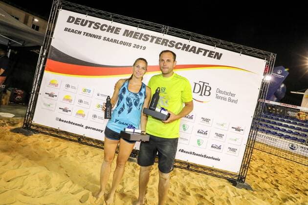 German Champions 2019 Mareike Biglmaier and Benjamin Ringlstetter, German Championships in Beach Tennis 2019 Finale Mixed, Kleiner Markt in Saarlouis, 24 08 2019,