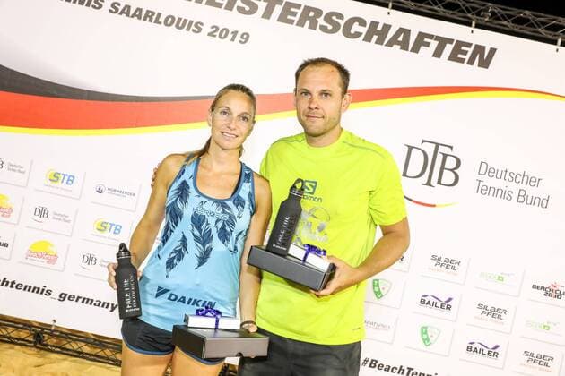 German Champions 2019 Mareike Biglmaier and Benjamin Ringlstetter, German Championships in Beach Tennis 2019 Finale Mixed, Kleiner Markt in Saarlouis, 24 08 2019,
