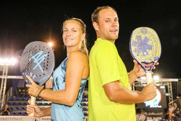 German Champions 2019 Mareike Biglmaier and Benjamin Ringlstetter, German Championships in Beach Tennis 2019 Finale Mixed, Kleiner Markt in Saarlouis, 24 08 2019,