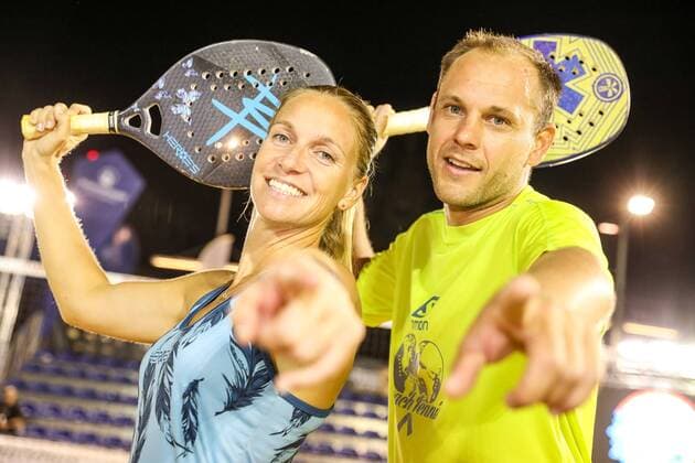 German Champions 2019 Mareike Biglmaier and Benjamin Ringlstetter, German Championships in Beach Tennis 2019 Finale Mixed, Kleiner Markt in Saarlouis, 24 08 2019,