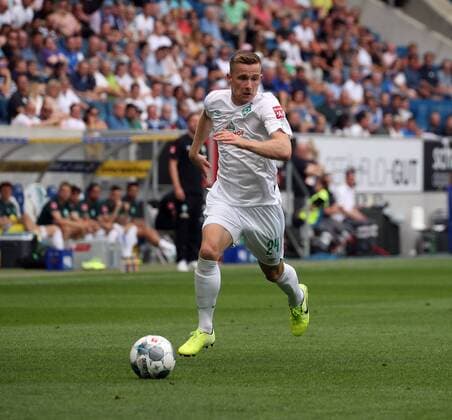 TSG 1899 Hoffenheim SV Werder Bremen Germany, Sinsheim, 24 08 2019, Soccer, Bundesliga, Season 2019 2020, 2 Matchday, TSG 1899 Hoffenheim SV Werder Bremen Johannes Eggestein SV Werder Bremen , DFL REGULATIONS PROHIBIT ANY USE OF PHOTOGRAPHS AS IMAGE SEQUENCES AND OR QUASI VIDEO