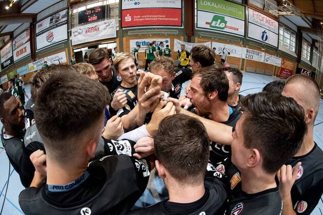 24 08 2019 Handball Season 2019 2020 3 League HC Erlangen HCE U23 TV Hochdorf ThHa Jubel Freude Teamkreis