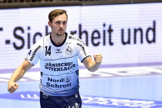 Cheers from Hampus Wanne SG Flensburg Handewitt , GER, MT Melsungen SG Flensburg Handewitt, Handball, 1 Bundesliga Men, 25 08 2019, GER, MT Melsungen SG Flensburg Handewitt, Handball, 1 Liga Men, 25 08 2019 Kassel Copyright: xEIBNER RolandxSippelx EP_RSL