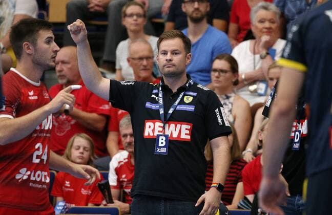 Handball, 1 Bundesliga Die Eulen Ludwigshafen Rhein Neckar Löwen, 1 matchday on 25 08 2019, season 2019 20, ZmdZ, Kristjan Andresson coach Rhein Neckar Löwen , Die Eulen Ludwigshafen Rhein Neckar Löwen