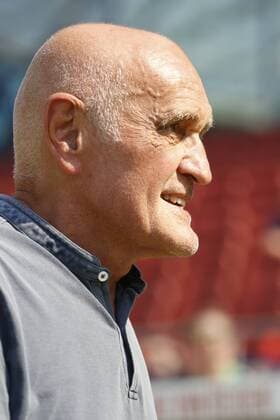 24 08 2019, HDI Arena, Hannover, league game, 2 Bundesliga, Hannover 96 vs SpVgg Greuther Fuerth, pictured Martin Kind President, Hannover DFL regulations prohibit any use of photographs as image sequences and or quasi video Hannover 96 vs SpVgg Greuther Fuerth