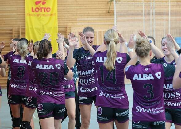25 08 2019, Germany, Ludwigsburg, Handball Lottocup 2019, Final TuS Metzingen vs. Kurpfalz Bears Ketsch Jubel TuS