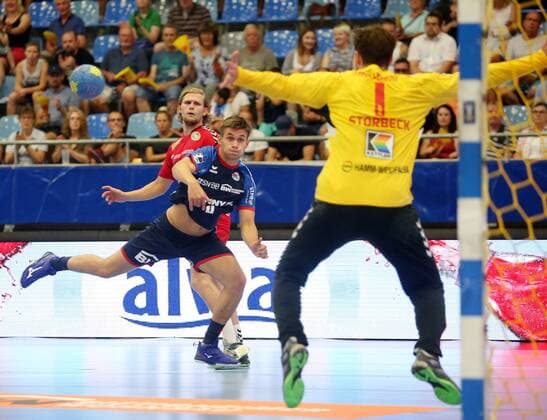 BAU 25 08 2019 Bietigheim Handball SG BBM Bietigheim vs ASV Hamm Westfalen, Max Öhler BBM, front left