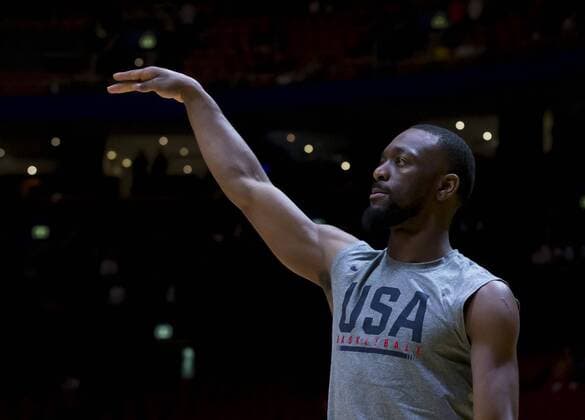 BASKETBALL CANADA USA, Kemba Walker of the USA warms up before the Pre-FIBA World Cup series match between Canada and the USA at Qudos Bank Arena in Sydney, Monday, August 26, 2019. ( NO ARCHIVING, EDITORIAL USE ONLY, NO USE IN BOOKS WITHOUT CONSENT SYDNEY NSW AUSTRALIA  Copyright: xCRAIGxGOLDINGx 20190826001415002284