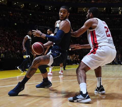 BASKETBALL CANADA USA, Jayson Tatum of the USA with the ball during the Pre-FIBA World Cup series match between Canada and the USA at Qudos Bank Arena in Sydney, Monday, August 26, 2019. ( NO ARCHIVING, EDITORIAL USE ONLY, NO USE IN BOOKS WITHOUT CONSENT SYDNEY NSW AUSTRALIA  Copyright: xDEANxLEWINSx 20190826001415007209