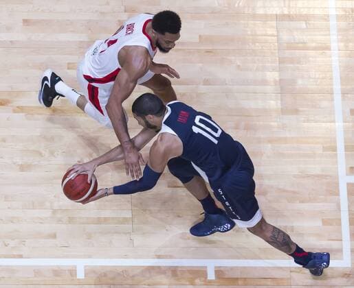 BASKETBALL CANADA USA, Jayson Tatum of the USA during the Pre-FIBA World Cup series match between Canada and the USA at Qudos Bank Arena in Sydney, Monday, August 26, 2019. ( NO ARCHIVING, EDITORIAL USE ONLY, NO USE IN BOOKS WITHOUT CONSENT SYDNEY NSW AUSTRALIA  Copyright: xCRAIGxGOLDINGx 20190826001415019014