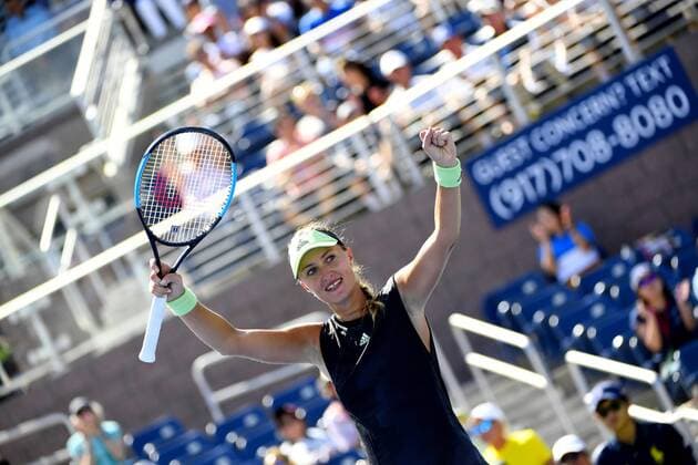 Sport Bilder der Tages Tennis - US Open 2019 - Kristina Mladenovic - France - bat Angelique Kerber - Allemagne TENNIS : US Open 2019 - USA - 26 08 2019 ChrysleneCaillaud Panoramic 
