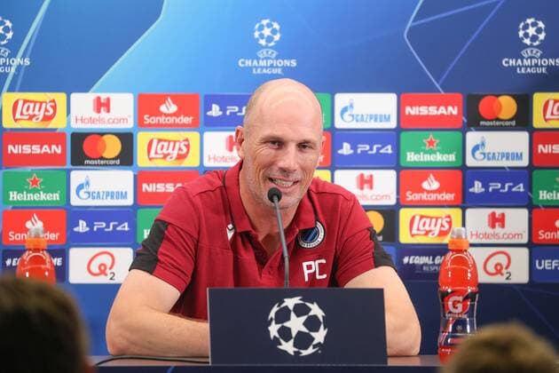 Club Brugge s head coach Philippe Clement pictured during a press conference, PK, Pressekonferenz of Belgian soccer team Club Brugge, Tuesday 27 August 2019 in Brugge, in preparation of Tomorrow s return match against Austrian club LASK Linz in the play-offs of the UEFA Champions League. BRUNOxFAHY  x05649955x