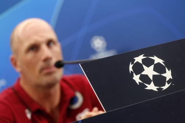 WESTKAPELLE, BELGIUM - AUGUST 27 : pictured during a press conference, PK, Pressekonferenz prior the UEFA Champions League play-offs 2nd leg match between Club Brugge and Linz ASK on August 27, 2019 in Westkapelle, Belgium, 27 08 2019 FOOTBALL : Conference de presse Club Bruges - Champions League - 27 08 2019 PhotoNews Panoramic 