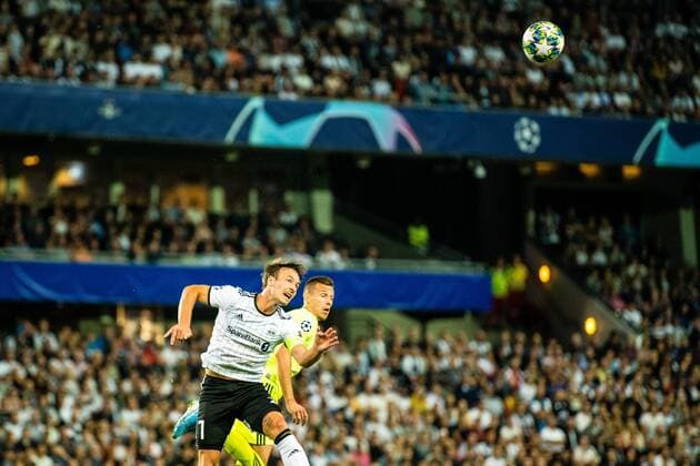 190828 Mike Lindemann Jensen of Rosenborg during the Champions League play off match between Rosenborg and Dinamo Zagreb on August 28, 2019 in Trondheim Photo Marius Simensen BILDBYRAN Cop 238 bbeng champions league play off dinamo zagreb football football rosenborg,  Copyright: MARIUSxSIMENSEN BB190828BB021