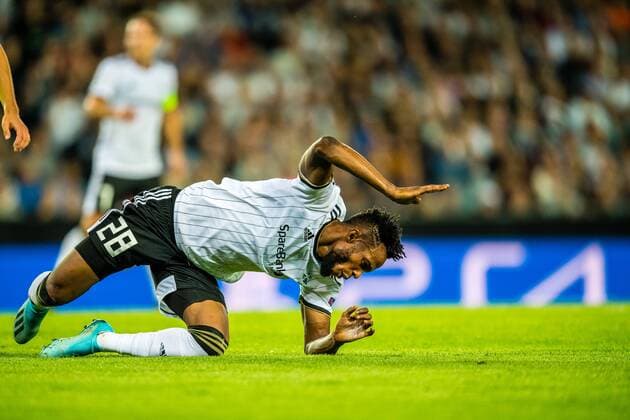 190828 Samuel Adeniyi Adegbenro of Rosenborg reacts during the Champions League play off match between Rosenborg and Dinamo Zagreb on August 28, 2019 in Trondheim Photo Marius Simensen BILDBYRAN Cop 238 bbeng champions league play off dinamo zagreb football fotball fotboll rosenborg,  Copyright: MARIUSxSIMENSEN BB190828BB027