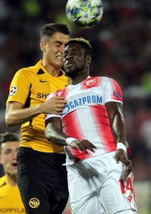 27.08.2019 Belgrade(Serbia) FK Crvena Zvezda(Red Star)-BSC Young Boys Champions League play off men s footbal Richomd Boakye(R) FK Crvena Zvezda(Red Star), Vincent Sierro(L)BSC Young Boys : 