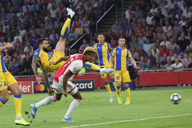 August 28, 2019: AMSTERDAM, NETHERLANDS - AUGUST 28, 2019: Roman Bezjak (Apoel FC) controls the ball during the second leg of the 2019 20 UEFA Champions League Final Final Qualifying Round fixture between AFC Ajax (Netherlands) and Apoel FC (Cyprus) at Johan Cruijff ArenA. UEFA Champions League Qualyfications: Ajax Amsterdam vs APOEL FC - ZUMAm251 20190828_zsp_m251_020 Copyright: xFedericoxGuerraxMaranesix