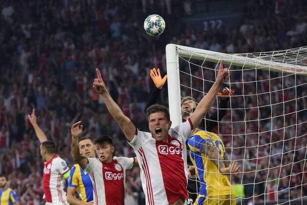 August 28, 2019: AMSTERDAM, NETHERLANDS - AUGUST 28, 2019: Klaas Jan Huntelaar (Ajax) celebrates after scoring during the second leg of the 2019 20 UEFA Champions League Final Final Qualifying Round fixture between AFC Ajax (Netherlands) and Apoel FC (Cyprus) at Johan Cruijff ArenA. UEFA Champions League Qualyfications: Ajax Amsterdam vs APOEL FC - ZUMAm251 20190828_zsp_m251_042 Copyright: xFedericoxGuerraxMaranesix