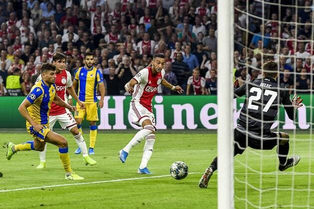 AMSTERDAM , 29-08-2019 , Johan Cruijff ArenA , Champions League playoff, season 2019-2020 , Ajax player Hakim Ziyech during the match Ajax - APOEL Nicosia Ajax - APOEL Nicosia  x4212096x Copyright: