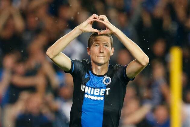 Club s Hans Vanaken celebrates after scoring during a game between Belgian soccer team Club Brugge and Austrian club LASK Linz, Wednesday 28 August 2019 in Brugge, the return match in the play-offs of the UEFA Champions League, after a 0-1 victory of Club in the first leg. BRUNOxFAHY  x05650922x